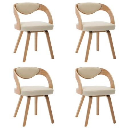 Chaises à manger lot de 4 crème bois courbé et similicuir