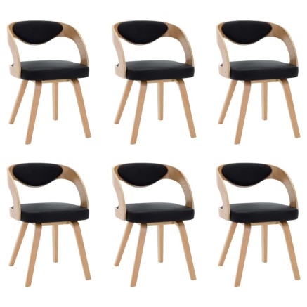 Chaises à manger lot de 6 noir bois courbé et similicuir 2