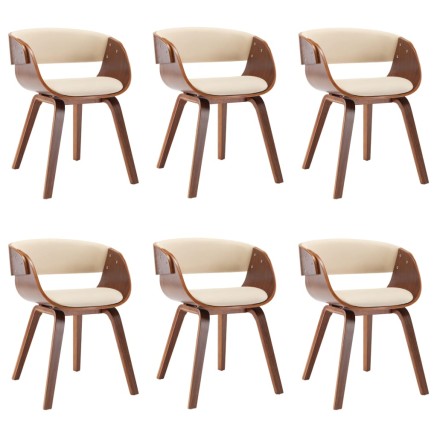 Chaises à manger lot de 6 crème bois courbé et similicuir 2