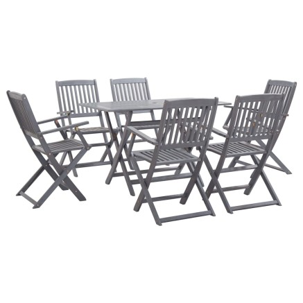 Ensemble à manger de jardin 7 pcs Bois d'acacia massif Gris