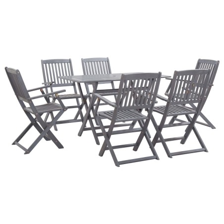 Ensemble à manger de jardin 7 pcs Bois d'acacia massif Gris