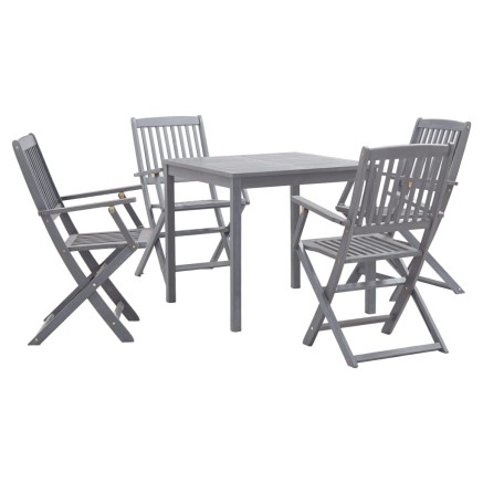 Ensemble à manger de jardin 5 pcs Bois d'acacia massif Gris