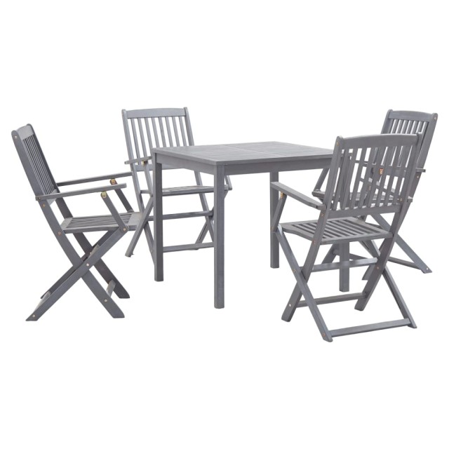 Ensemble à manger de jardin 5 pcs Bois d'acacia massif Gris