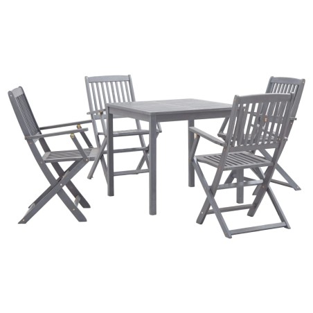 Ensemble à manger de jardin 5 pcs Bois d'acacia massif Gris