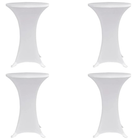 Housses élastiques de table Ø 60 cm Blanc 4 pcs