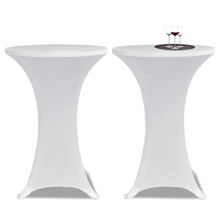 Housses élastiques de table Ø 60 cm Blanc 4 pcs 2
