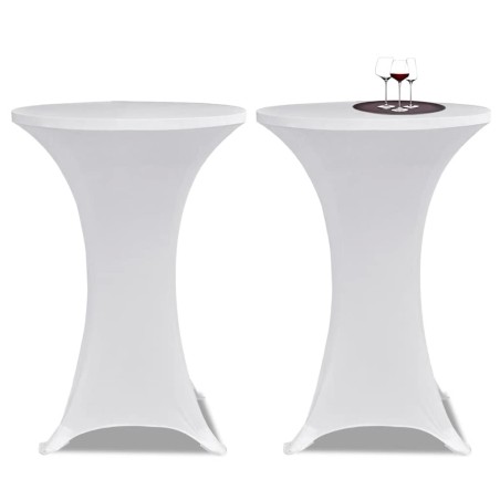 Housses élastiques de table Ø 60 cm Blanc 4 pcs