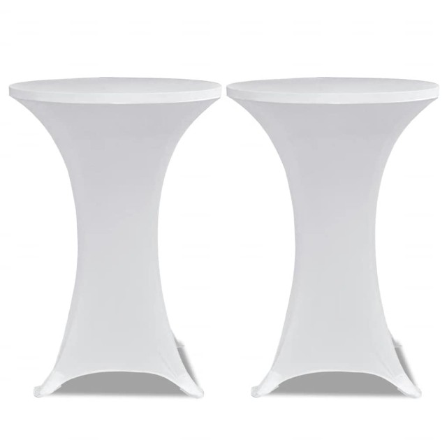 Housses élastiques de table Ø 60 cm Blanc 4 pcs