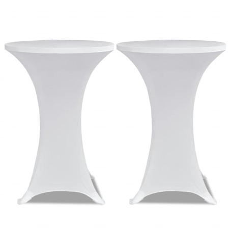 Housses élastiques de table Ø 60 cm Blanc 4 pcs