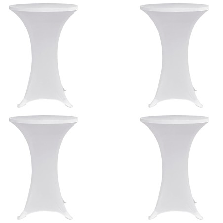 Housses élastiques de table Ø 70 cm Blanc 4 pcs