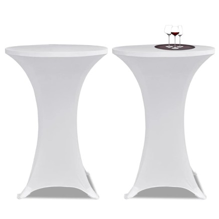 Housses élastiques de table Ø 70 cm Blanc 4 pcs 2
