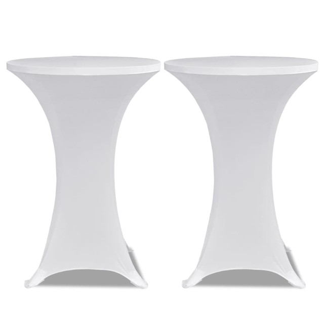 Housses élastiques de table Ø 70 cm Blanc 4 pcs