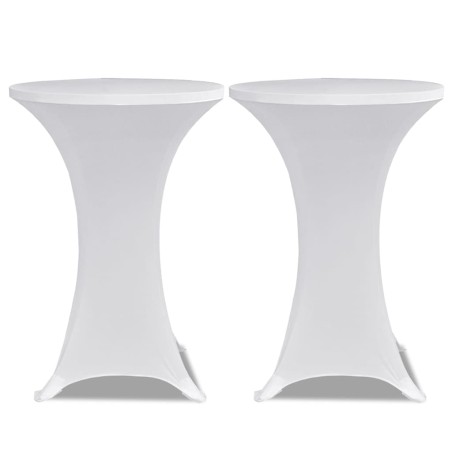 Housses élastiques de table Ø 70 cm Blanc 4 pcs