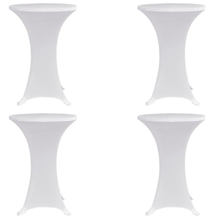 Housses élastiques de table Ø 80 cm Blanc 4 pcs