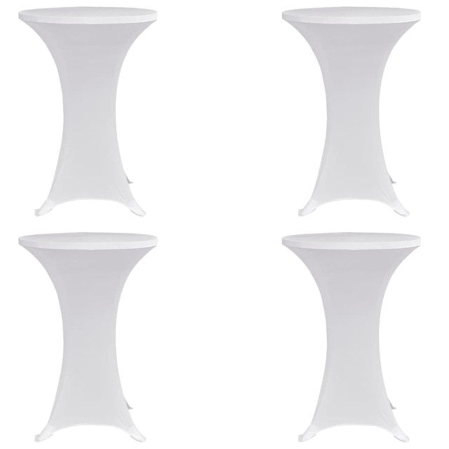Housses élastiques de table Ø 80 cm Blanc 4 pcs