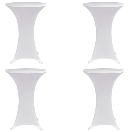 Housses élastiques de table Ø 80 cm Blanc 4 pcs