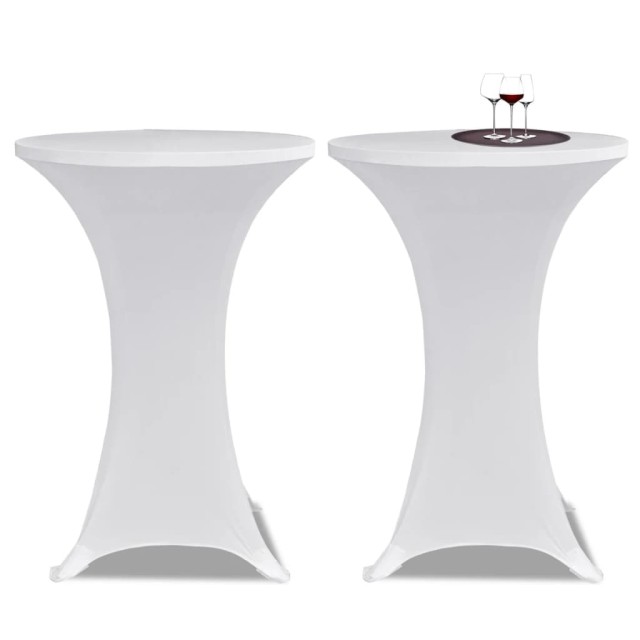Housses élastiques de table Ø 80 cm Blanc 4 pcs