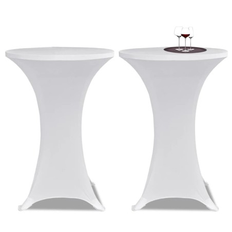 Housses élastiques de table Ø 80 cm Blanc 4 pcs
