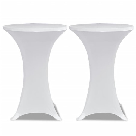 Housses élastiques de table Ø 80 cm Blanc 4 pcs