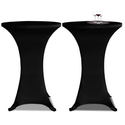 Housses élastiques de table Ø 80 cm Noir 4 pcs 2