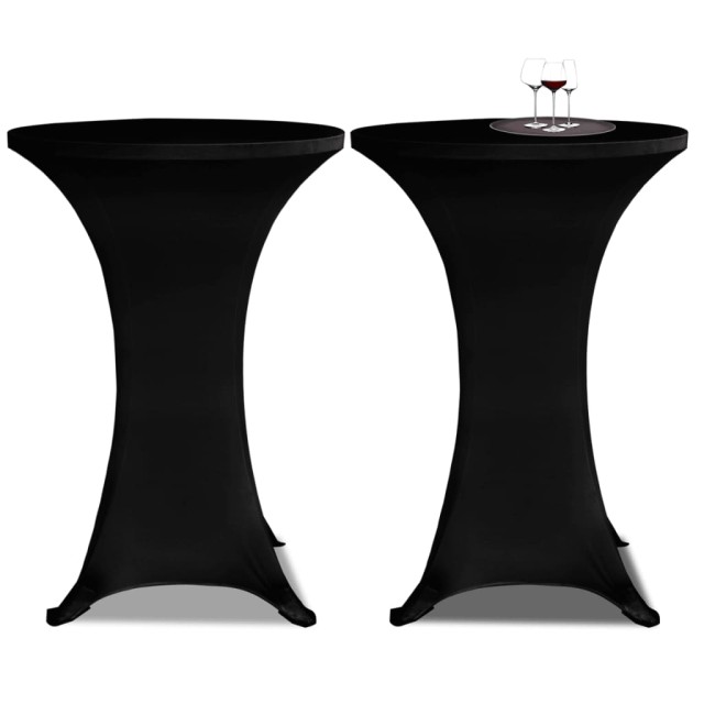 Housses élastiques de table Ø 80 cm Noir 4 pcs