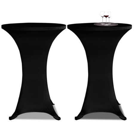 Housses élastiques de table Ø 80 cm Noir 4 pcs
