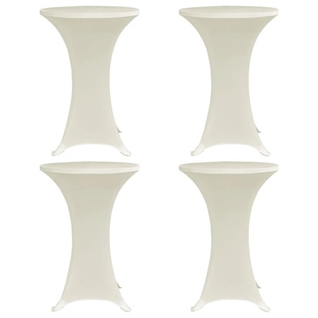 Housses élastiques de table Ø 80 cm Crème 4 pcs