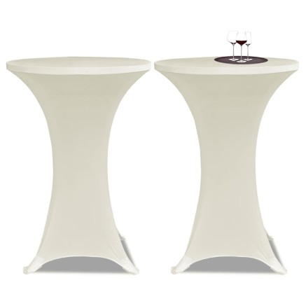 Housses élastiques de table Ø 80 cm Crème 4 pcs 2