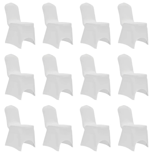 Housses élastiques de chaise Blanc 12 pcs