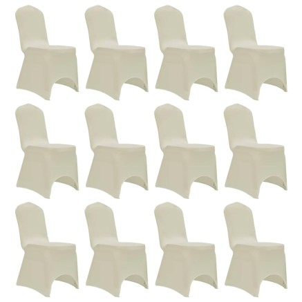 Housses élastiques de chaise Crème 12 pcs