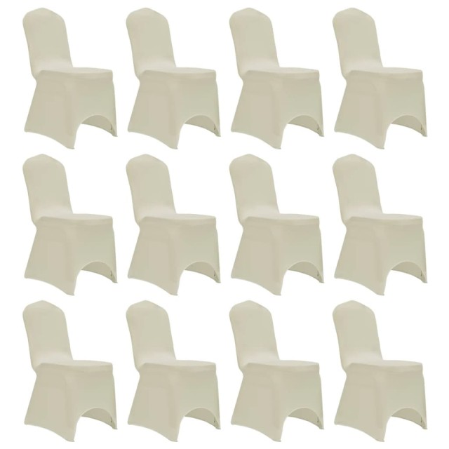 Housses élastiques de chaise Crème 12 pcs
