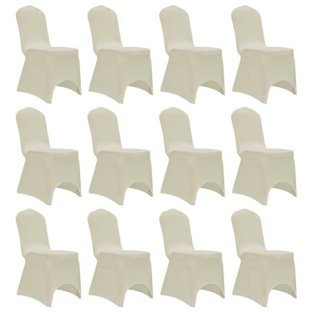Housses élastiques de chaise Crème 12 pcs
