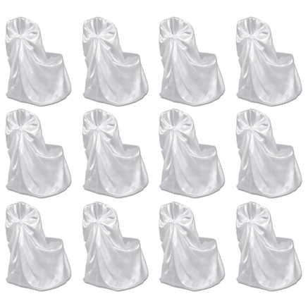 Housses de chaise pour banquet de mariage 12 pcs Blanc
