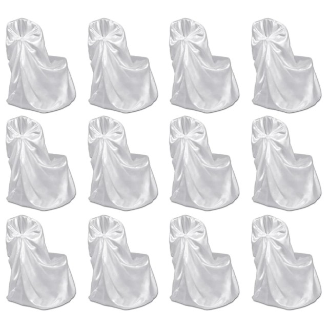 Housses de chaise pour banquet de mariage 12 pcs Blanc