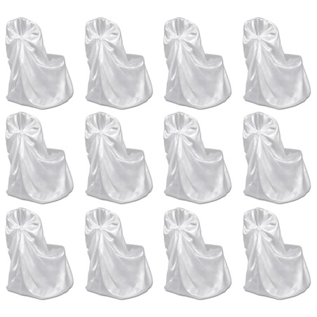 Housses de chaise pour banquet de mariage 12 pcs Blanc