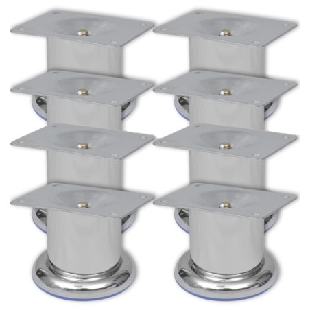 Pieds ronds de canapé 8 pcs Chrome 60 mm
