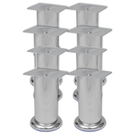 Pieds ronds de canapé 8 pcs Chrome 120 mm
