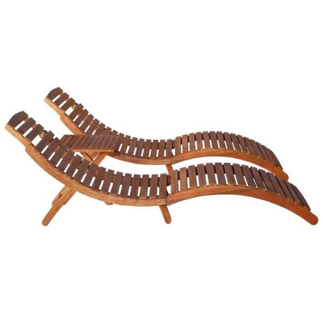 Chaise longue avec table à thé 3 pcs Bois d'acacia massif