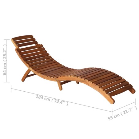 Chaise longue avec table à thé 3 pcs Bois d'acacia massif