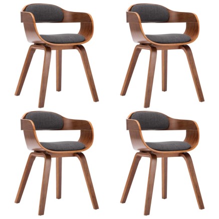 Chaises à manger lot de 4 gris foncé tissu et bois courbé 2