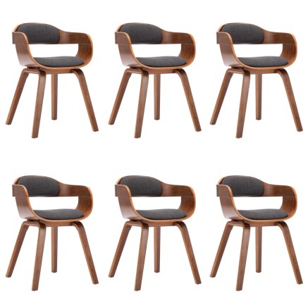 Chaises à manger lot de 6 gris foncé tissu et bois courbé 2