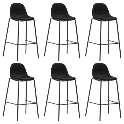 Chaises de bar lot de 6 noir tissu