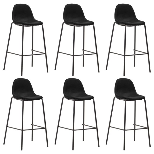 Chaises de bar lot de 6 noir tissu