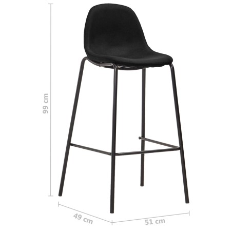 Chaises de bar lot de 6 noir tissu