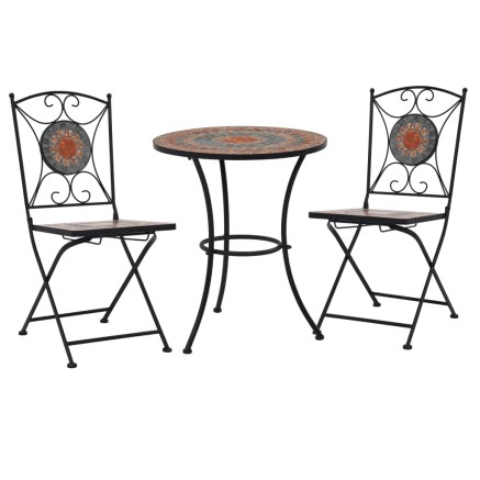 Ensemble de bistro 3 pcs mosaïque Carreau céramique Orange/Gris