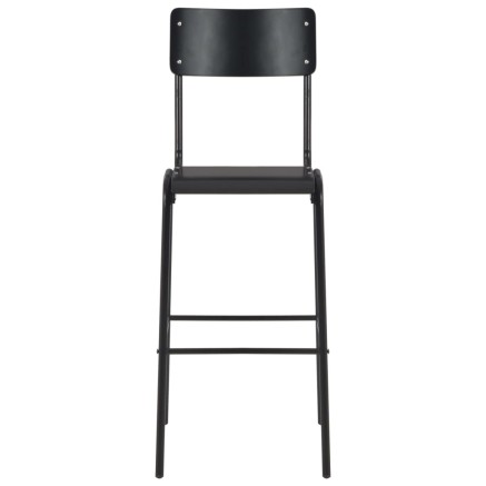 Chaises de bar lot de 2 noir contreplaqué solide et acier 2