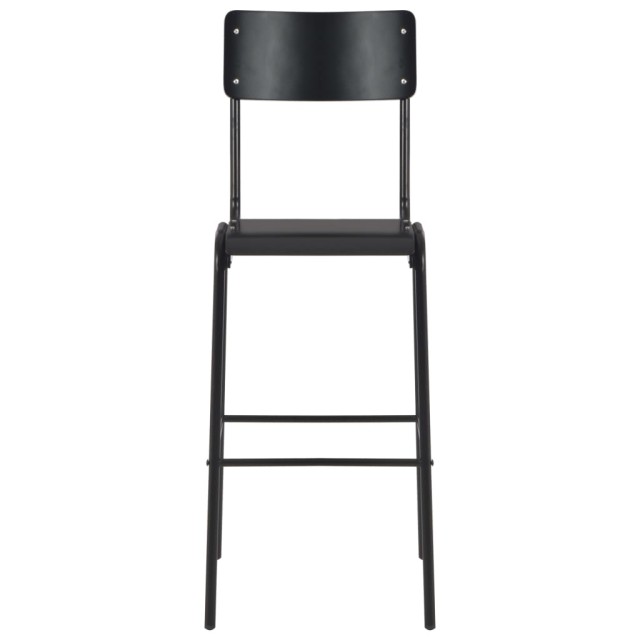Chaises de bar lot de 2 noir contreplaqué solide et acier