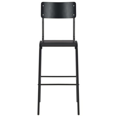 Chaises de bar lot de 2 noir contreplaqué solide et acier