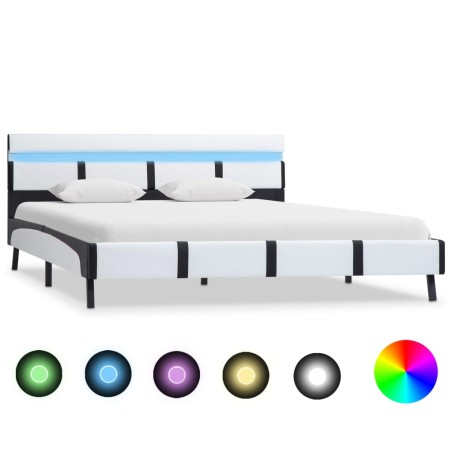 Cadre de lit avec LED sans matelas blanc 160x200 cm