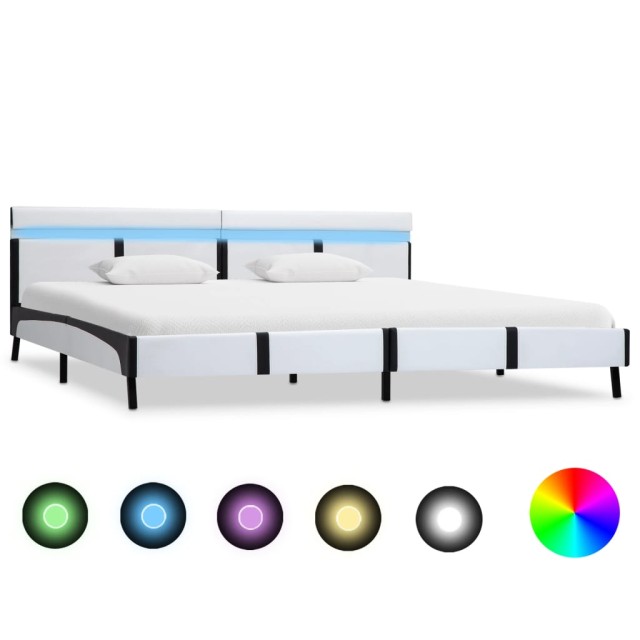 Cadre de lit avec LED sans matelas blanc 180x200 cm